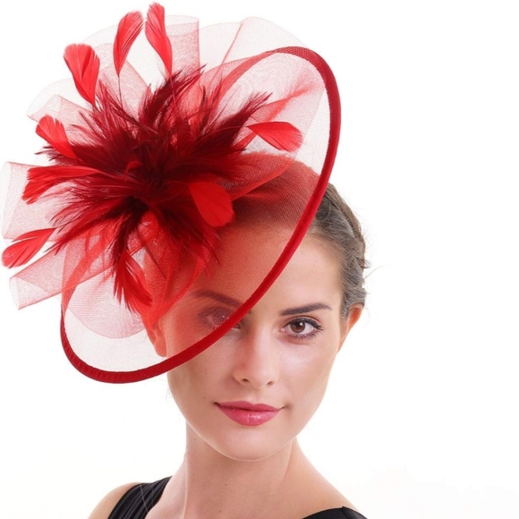 Accessories - Elegant Red Feather Fascinator